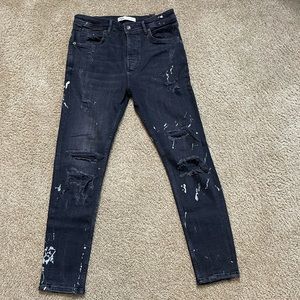 Zara Men’s Paint Splash Black Jeans Size 30